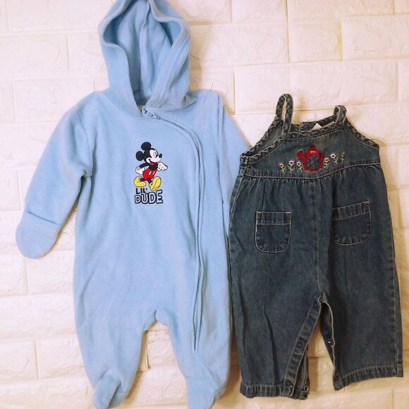 Mixed Bulk Lot(4) Unisex Baby 3-6mos Fleece 1-piece Overalls Bib Superman Shorts - Picture 2 of 12